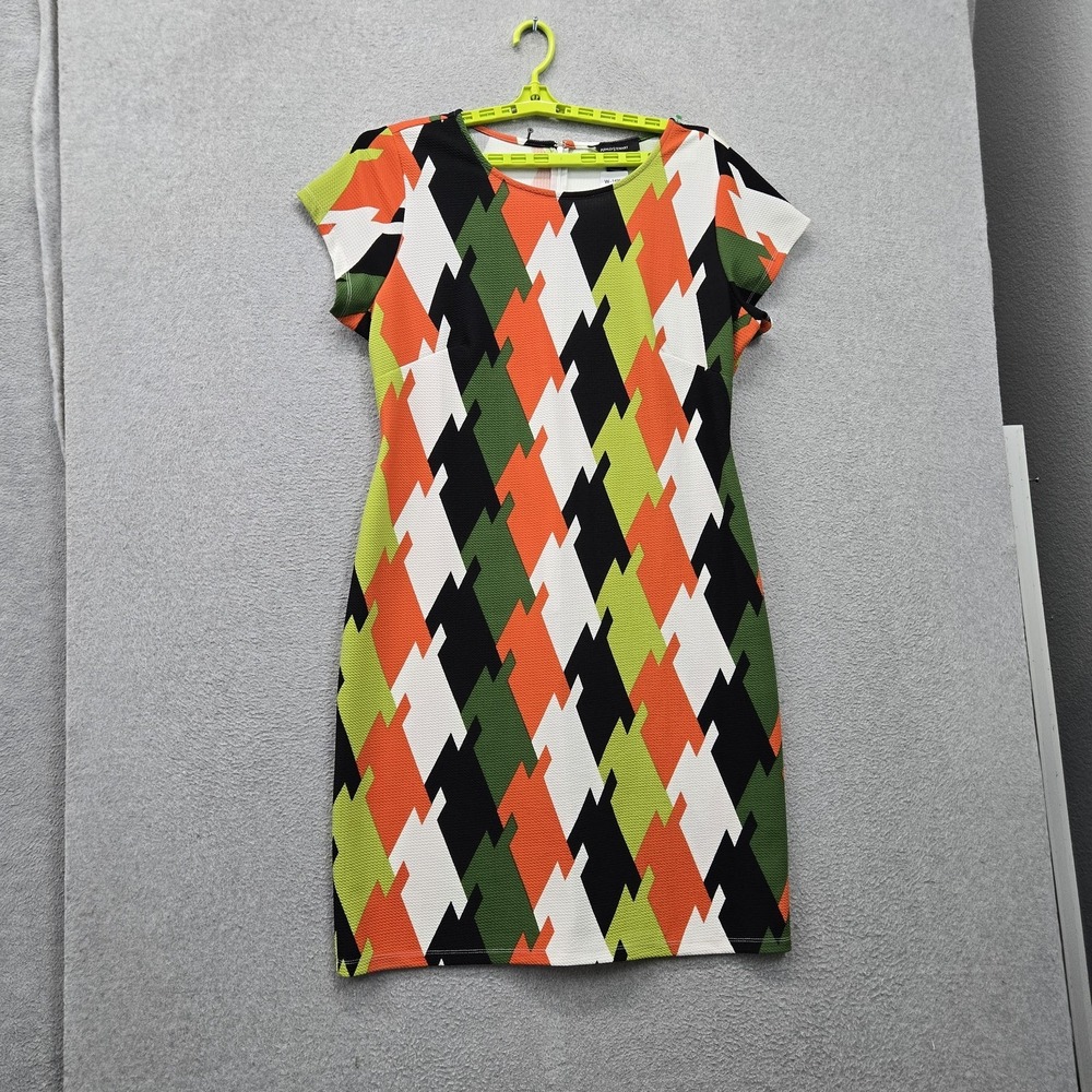 Ashley Stewart Women Dress 18/20 Multicolor Geometric Sheath Short Sleeve NWT